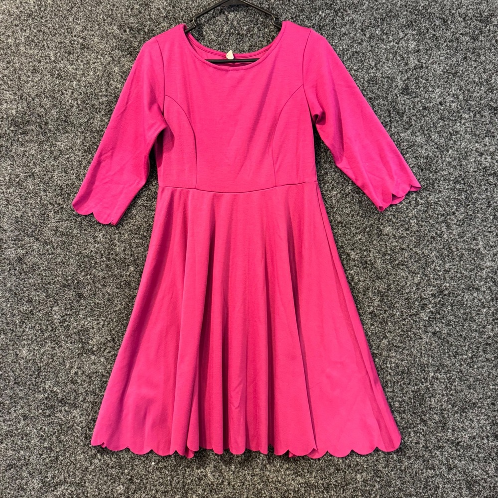 PinkBlush Pink Scallop Hem Fit Flare Dress M‎ Medium 3/4 Sleeve